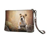 EgoMed Impresión del American Staffordshire Terrier,Bolso de Mano de Piel sintética con Cremallera para Mujer, Cartera con Correa para la muñeca