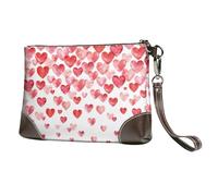 EgoMed Imprimir Corazones Rojos cayendo,Bolso de Mano de Piel sintética con Cremallera para Mujer, Cartera con Correa para la muñeca