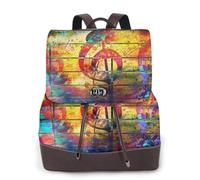EgoMed Imprimir nota musical de madera colorida,Mochila para mujer, impermeable, ligera, de piel sintética, moderna, para viajes.