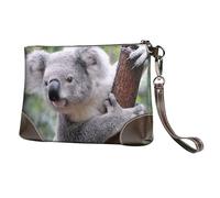 EgoMed Koala en la Rama,Bolso de Mano de Piel sintética con Cremallera para Mujer, Cartera con Correa para la muñeca