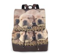 EgoMed Labradores Cachorros Pequeños Golden Retriever,Mochila para mujer, impermeable, ligera, de piel sintética, moderna, para viajes.