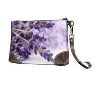 EgoMed Lavanda Vintage Impresa,Bolso de Mano de Piel sintética con Cremallera para Mujer, Cartera con Correa para la muñeca