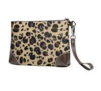 EgoMed Leopardo de Acuarela,Bolso de Mano de Piel sintética con Cremallera para Mujer, Cartera con Correa para la muñeca
