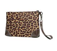 EgoMed Leopardo Genial,Bolso de Mano de Piel sintética con Cremallera para Mujer, Cartera con Correa para la muñeca