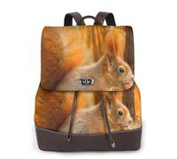 EgoMed Linda ardilla comiendo nueces,Mochila para mujer, impermeable, ligera, de piel sintética, moderna, para viajes.