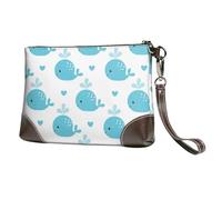 EgoMed Lindas Ballenas Azules,Bolso de Mano de Piel sintética con Cremallera para Mujer, Cartera con Correa para la muñeca