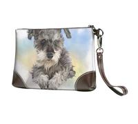 EgoMed Lindo Estampado de Mini Schnauzer,Bolso de Mano de Piel sintética con Cremallera para Mujer, Cartera con Correa para la muñeca