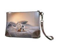 EgoMed Lindo Perrito Jack Russell Terrier,Bolso de Mano de Piel sintética con Cremallera para Mujer, Cartera con Correa para la muñeca