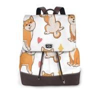 EgoMed Lindo Shiba Inu y patrón de perro divertido,Mochila para mujer, impermeable, ligera, de piel sintética, moderna, para viajes.