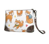EgoMed Lindo y Divertido Shiba Inu,Bolso de Mano de Piel sintética con Cremallera para Mujer, Cartera con Correa para la muñeca
