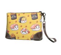 EgoMed Lindo y Divertido Sushi,Bolso de Mano de Piel sintética con Cremallera para Mujer, Cartera con Correa para la muñeca