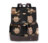 EgoMed Lindos búhos marrones de dibujos animados,Mochila para mujer, impermeable, ligera, de piel sintética, moderna, para viajes.