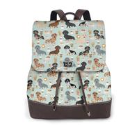 EgoMed Lindos perros salchicha de menta y café,Mochila para mujer, impermeable, ligera, de piel sintética, moderna, para viajes.