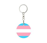 EgoMed Llavero de metal redondo, llavero de metal, llavero de coche, soporte de anillo, 1 pieza, Bandera del Orgullo Transgénero LGBT
