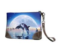 EgoMed Manada de orcas,Bolso de Mano de Piel sintética con Cremallera para Mujer, Cartera con Correa para la muñeca
