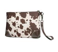 EgoMed Manchas Marrones de Vaca,Bolso de Mano de Piel sintética con Cremallera para Mujer, Cartera con Correa para la muñeca