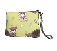 EgoMed Mapache Kawaii Lindo,Bolso de Mano de Piel sintética con Cremallera para Mujer, Cartera con Correa para la muñeca
