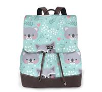 EgoMed Mapache y koala,Mochila para mujer, impermeable, ligera, de piel sintética, moderna, para viajes.