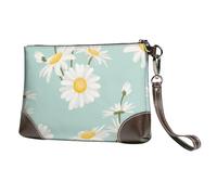 EgoMed Margarita exuberante Flor Floral,Bolso de Mano de Piel sintética con Cremallera para Mujer, Cartera con Correa para la muñeca