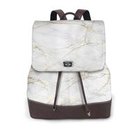 EgoMed Mármol blanco y dorado,Mochila para mujer, impermeable, ligera, de piel sintética, moderna, para viajes.