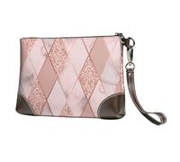 EgoMed Mármol geométrico de Lujo,Bolso de Mano de Piel sintética con Cremallera para Mujer, Cartera con Correa para la muñeca