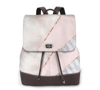 EgoMed Mármol mixto empalmado de oro rosa,Mochila para mujer, impermeable, ligera, de piel sintética, moderna, para viajes.