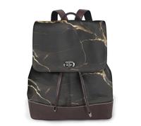 EgoMed Mármol negro dorado,Mochila para mujer, impermeable, ligera, de piel sintética, moderna, para viajes.