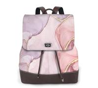 EgoMed Mármol rosa,Mochila para mujer, impermeable, ligera, de piel sintética, moderna, para viajes.
