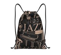 EgoMed Mochila con cordón,Bolsa de cuerdas Bolsa deportiva para gimnasio Mochila informal de viaje Mochila con cordón,Tema musical de jazz estilo vintage