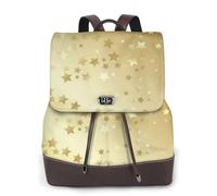 EgoMed Muchas estrellas doradas sin costuras,Mochila para mujer, impermeable, ligera, de piel sintética, moderna, para viajes.