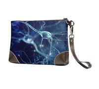 EgoMed Neurología de neuronas y células cerebrales en 3D,Bolso de Mano de Piel sintética con Cremallera para Mujer, Cartera con Correa para la muñeca
