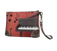 EgoMed Nota Musical de Piano Impresa,Bolso de Mano de Piel sintética con Cremallera para Mujer, Cartera con Correa para la muñeca