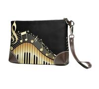EgoMed Nota Musical de Piano Impresa,Bolso de Mano de Piel sintética con Cremallera para Mujer, Cartera con Correa para la muñeca