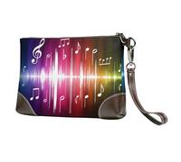 EgoMed Nota Musical Impresa,Bolso de Mano de Piel sintética con Cremallera para Mujer, Cartera con Correa para la muñeca