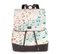 EgoMed Notas musicales coloridas,Mochila para mujer, impermeable, ligera, de piel sintética, moderna, para viajes.