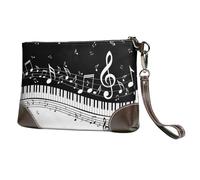 EgoMed Notas Musicales voladoras Teclas de Piano Musicales,Bolso de Mano de Piel sintética con Cremallera para Mujer, Cartera con Correa para la muñeca