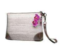 EgoMed Orquídea Impresa,Bolso de Mano de Piel sintética con Cremallera para Mujer, Cartera con Correa para la muñeca