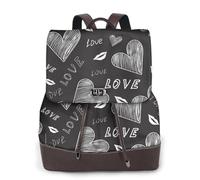 EgoMed Palabras de amor escritas a mano con corazones,Mochila para mujer, impermeable, ligera, de piel sintética, moderna, para viajes.