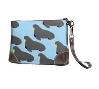 EgoMed Patrón de Animal de morsa,Bolso de Mano de Piel sintética con Cremallera para Mujer, Cartera con Correa para la muñeca