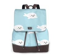 EgoMed Patrón de animal lindo de foca marina,Mochila para mujer, impermeable, ligera, de piel sintética, moderna, para viajes.