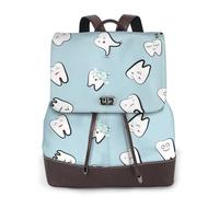 EgoMed Patrón de dientes Diente Caricatura dental,Mochila para mujer, impermeable, ligera, de piel sintética, moderna, para viajes.