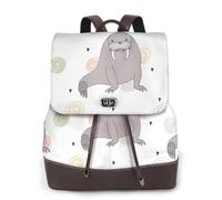EgoMed Patrón de foca y morsa,Mochila para mujer, impermeable, ligera, de piel sintética, moderna, para viajes.