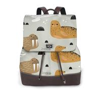 EgoMed Patrón de foca y morsa,Mochila para mujer, impermeable, ligera, de piel sintética, moderna, para viajes.