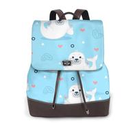 EgoMed Patrón de foca y morsa,Mochila para mujer, impermeable, ligera, de piel sintética, moderna, para viajes.