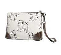 EgoMed Patrón de Garabato de Perro,Bolso de Mano de Piel sintética con Cremallera para Mujer, Cartera con Correa para la muñeca