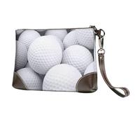 EgoMed Patrón de Pelotas de Golf en 3D,Bolso de Mano de Piel sintética con Cremallera para Mujer, Cartera con Correa para la muñeca