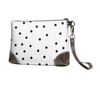EgoMed Patrón de Puntos sin Costuras en Blanco y Negro,Bolso de Mano de Piel sintética con Cremallera para Mujer, Cartera con Correa para la muñeca