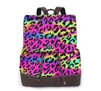 EgoMed Patrón geométrico abstracto de neón brillante,Mochila para mujer, impermeable, ligera, de piel sintética, moderna, para viajes.