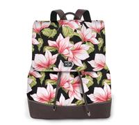 EgoMed Patrón sin costuras con flor de magnolia,Mochila para mujer, impermeable, ligera, de piel sintética, moderna, para viajes.