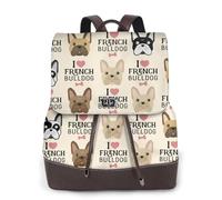 EgoMed Patrón sin costuras de bulldog francés en estilo vintage,Mochila para mujer, impermeable, ligera, de piel sintética, moderna, para viajes.